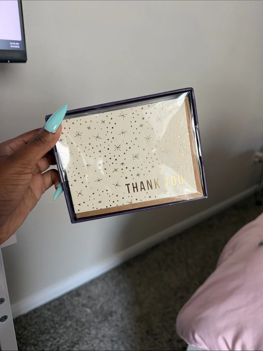 Gold Holiday Card Box — 'Merry Christmas Tree' & 2 boxes of Thank You cards